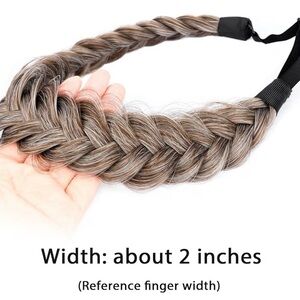 Braided Hair Headband - Grey Brown
